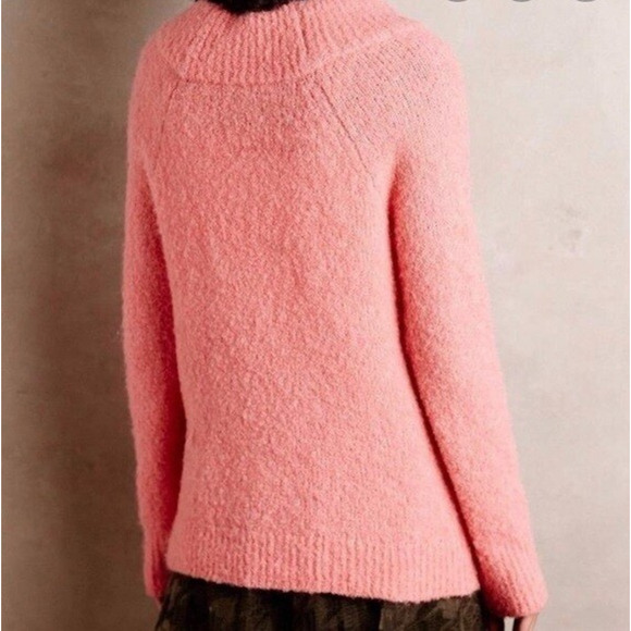 Anthropologie Moth Wool Alpaca Blend Mock Neck Pullover Sweater Jumper Peach XS - Picture 2 of 6